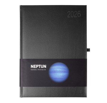 Kalendarz 2026 książkowy A4 dzienny registry drukowane OPUS Neptun kol. czarny [O.Diary Neptun]