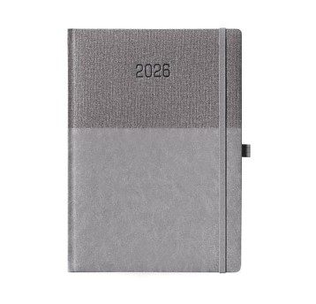 Kalendarz 2026 książkowy A4 tygodniowy registry wycinane z gumką JOTAN kol. szary [KL307]