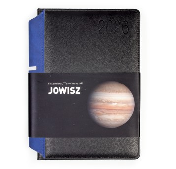 Kalendarz 2026 książkowy A5 dzienny registry drukowane OPUS Jowisz kol. czarno-niebieski [O.Diary Jowisz]