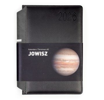 Kalendarz 2026 książkowy A5 dzienny registry drukowane OPUS Jowisz kol. czarny [O.Diary Jowisz]