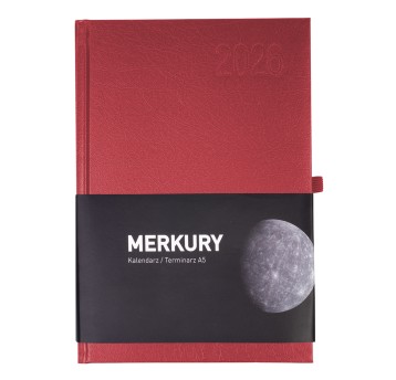 Kalendarz 2026 książkowy A5 dzienny registry drukowane OPUS Merkury kol. bordowy [O.Diary Merkury]