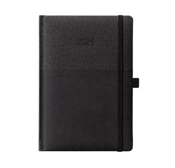 Kalendarz 2026 książkowy A5 dzienny registry drukowane z gumką JOTAN Duo kol. czarny [KD181]
