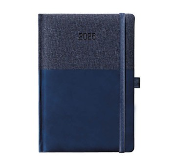 Kalendarz 2026 książkowy A5 dzienny registry drukowane z gumką JOTAN Duo kol. granatowy [KD180]