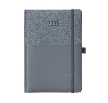 Kalendarz 2026 książkowy A5 dzienny registry drukowane z gumką JOTAN Duo kol. szary [KD182]
