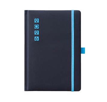 Kalendarz 2026 książkowy A5 dzienny registry drukowane z gumką JOTAN praktyczny kol. czarno-niebieski [KP148]