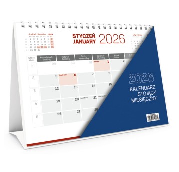 Kalendarz 2026 na biurko miesięczny WOKÓŁ NAS stojący na spirali [KB034B]