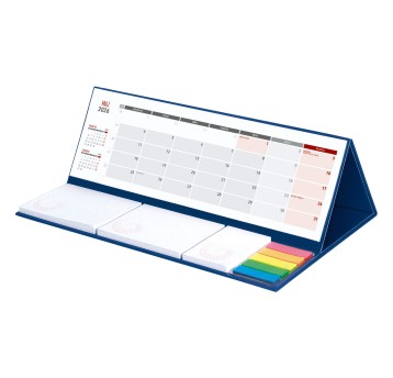 Kalendarz 2026 na biurko miesięczny WOKÓŁ NAS z notesem i zakładkami kol. granatowy MAXI [KB062B]