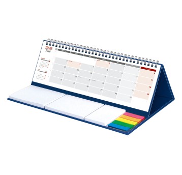 Kalendarz 2026 na biurko miesięczny WOKÓŁ NAS z notesem i zakładkami kol. granatowy MAXI na spirali [KB053B]