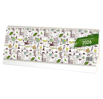 Kalendarz 2026 na biurko poziomy WOKÓŁ NAS stojący na spirali [KB039B]