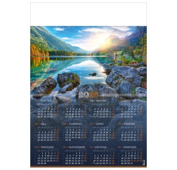 Kalendarz 2026 planszowy A1 ścienny CRUX wielokolorowy Alpejskie Jezioro [KPA1-26]