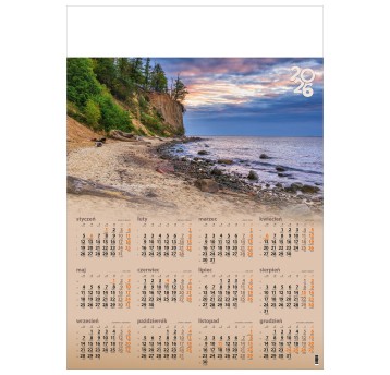 Kalendarz 2026 planszowy A1 ścienny CRUX wielokolorowy Bałtycki Klif [KPA1-24]