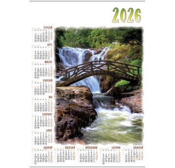 Kalendarz 2026 planszowy A1 ścienny LUCRUM Wodospad [PL07]