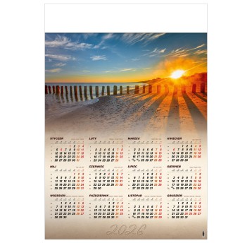 Kalendarz 2026 planszowy B1 ścienny CRUX wielokolorowy Bałtyk [KPB1-607]