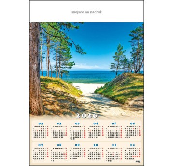 Kalendarz 2026 planszowy B1 ścienny JOTAN wielokolorowy Bałtcka Plaża [B18]