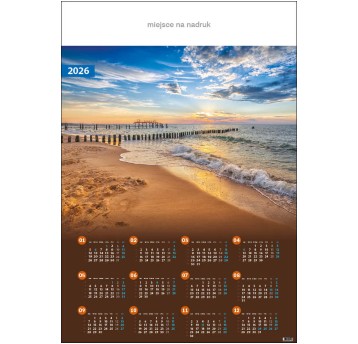 Kalendarz 2026 planszowy B1 ścienny JOTAN wielokolorowy Bałtyk [B17]