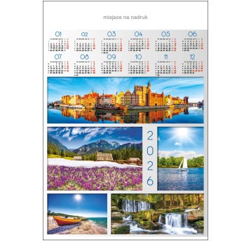 Kalendarz 2026 planszowy B1 ścienny JOTAN wielokolorowy Malownicza Polska [B14]