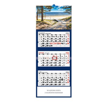 Kalendarz 2026 trójdzielny ścienny JOTAN Bałtycka plaża [T85]