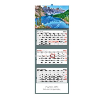 Kalendarz 2026 trójdzielny ścienny JOTAN Górskie jezioro [T40]