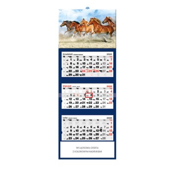 Kalendarz 2026 trójdzielny ścienny JOTAN Konie [T46]