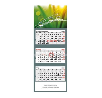 Kalendarz 2026 trójdzielny ścienny JOTAN Kropla [T81]