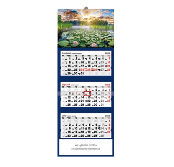 Kalendarz 2026 trójdzielny ścienny JOTAN Lilie wodne [T50]