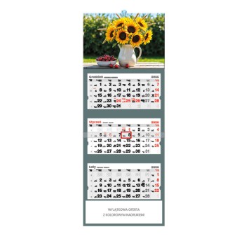 Kalendarz 2026 trójdzielny ścienny JOTAN Słoneczniki [T52]