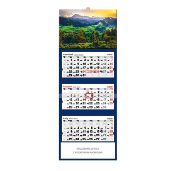 Kalendarz 2026 trójdzielny ścienny JOTAN Tatry widok z Pienin [T51]