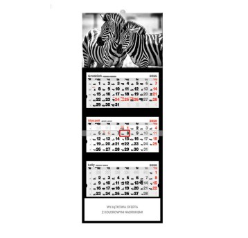 Kalendarz 2026 trójdzielny ścienny JOTAN Zebry [T61]