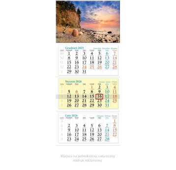 Kalendarz 2026 trójdzielny ścienny LUCRUM Bałtyk [KT02]