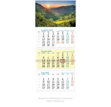Kalendarz 2026 trójdzielny ścienny LUCRUM Dolina [KT06]