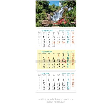 Kalendarz 2026 trójdzielny ścienny LUCRUM Kaskada [KT09]