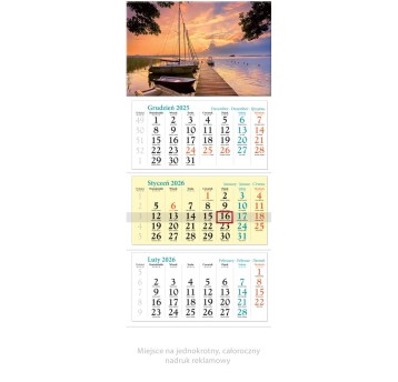 Kalendarz 2026 trójdzielny ścienny LUCRUM Mazury [KT05]