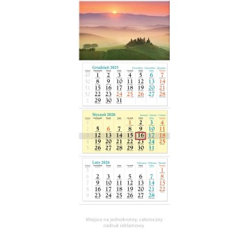 Kalendarz 2026 trójdzielny ścienny LUCRUM Toskania [KT11]