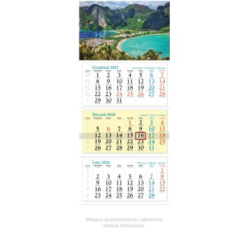Kalendarz 2026 trójdzielny ścienny LUCRUM Wakacje [KT12]