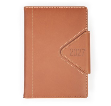 Kalendarz 2027 książkowy A5 dzienny registry drukowane na magnes OPUS Westa kol. brązowy [O.Diary Westa]