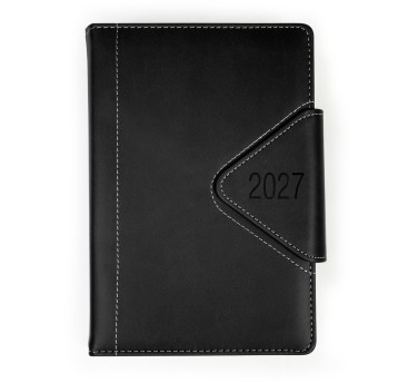 Kalendarz 2027 książkowy A5 dzienny registry drukowane na magnes OPUS Westa kol. czarny [O.Diary Westa]