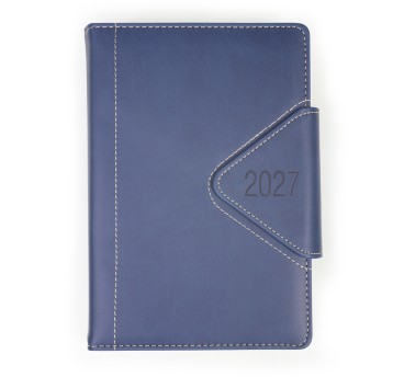 Kalendarz 2027 książkowy A5 dzienny registry drukowane na magnes OPUS Westa kol. niebieski [O.Diary Westa]
