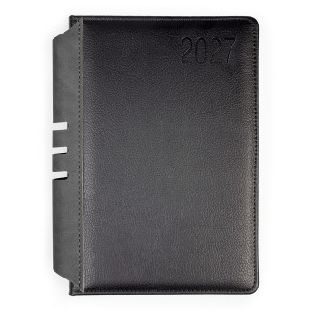 Kalendarz 2027 książkowy A5 dzienny registry drukowane OPUS Jowisz kol. czarny [O.Diary Jowisz]