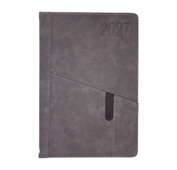 Kalendarz 2027 książkowy A5 dzienny registry drukowane OPUS Saturn kol. czarny [O.Diary Saturn]