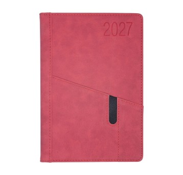 Kalendarz 2027 książkowy A5 dzienny registry drukowane OPUS Saturn kol. czerwony [O.Diary Saturn]