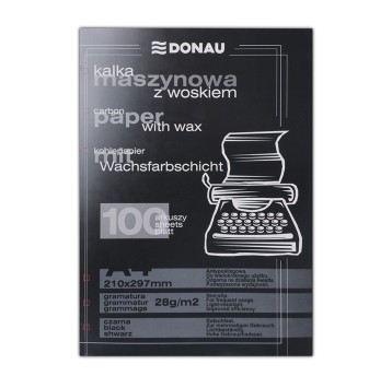 Kalka maszynowa z woskiem kol. czarny A4 28g DONAU 100 arkuszy [1922100PL-01]
