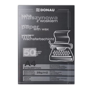 Kalka maszynowa z woskiem kol. czarny A4 28g DONAU 50 arkuszy [1922950PL-01]