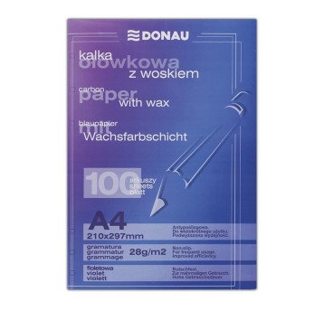 Kalka ołówkowa z woskiem kol. fioletowy A4 28g DONAU 100 arkuszy [1923100PL-23]