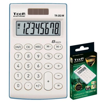 Kalkulator kieszonkowy TOOR kol. biały 8 pozycyjny [TR-252-W]