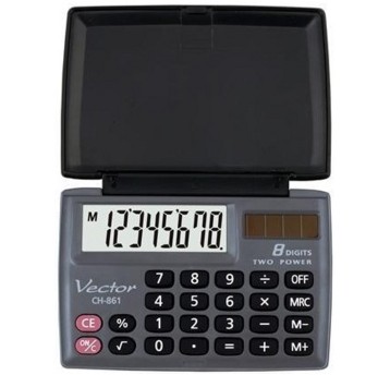 Kalkulator kieszonkowy VECTOR kol. czarny z klapką [CH-861]