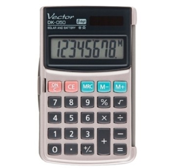 Kalkulator kieszonkowy VECTOR kol. szary [DK-050]