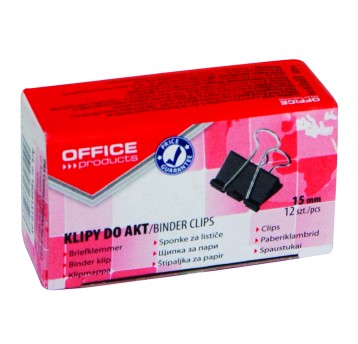 Klips do dokumentów 15mm OFFICE PRODUCTS kol. czarny pudełko 12 szt. [18091519-05]