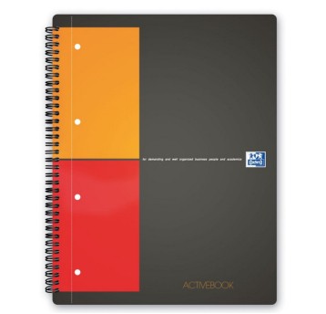 Kołonotatnik A4+ kratka 80 kartek OXFORD ACTIVEBOOK okładka PP wielokolorowy z kieszenią [100104329]
