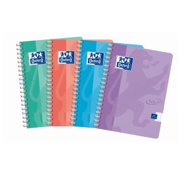 Kołonotatnik A4 kratka 80 kartek OXFORD TOUCH PASTEL okładka karton miękka mix kolorów [400148587]