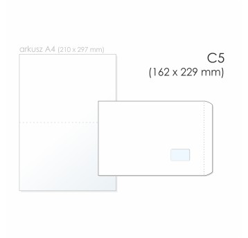Koperta do maszynowego pakowania C5 NK NC KOPERTY kol. biały papier 162 x 229mm 80g okno prawe 45 x 90mm 500 szt. [21411210]